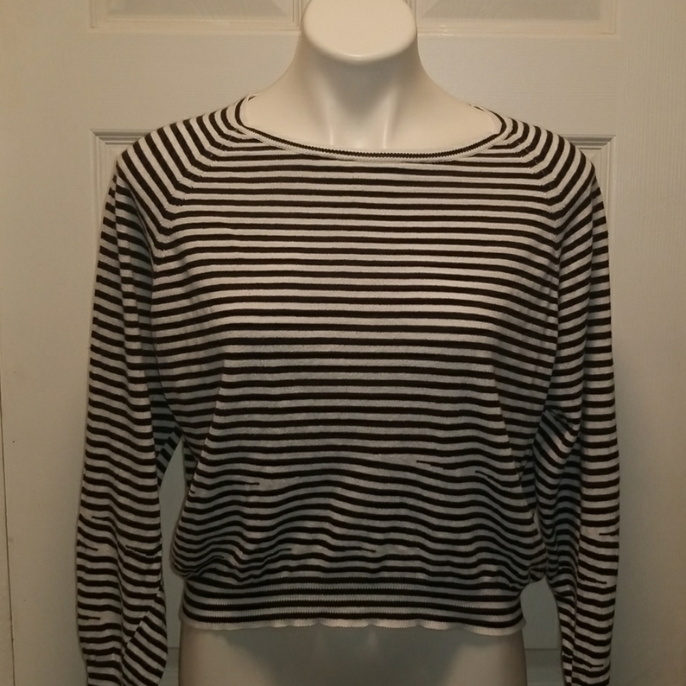 Striped boat neck long sleeve shirt